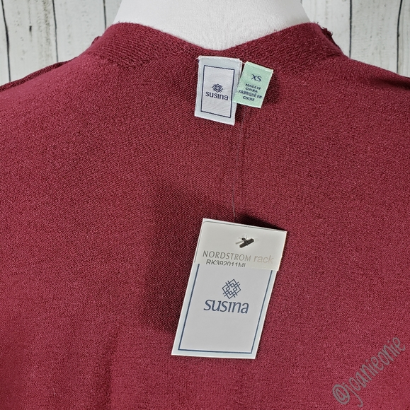 xx SUSINA Nordstrom Long Cardi Burgundy Sz XS NWT - Picture 4 of 5
